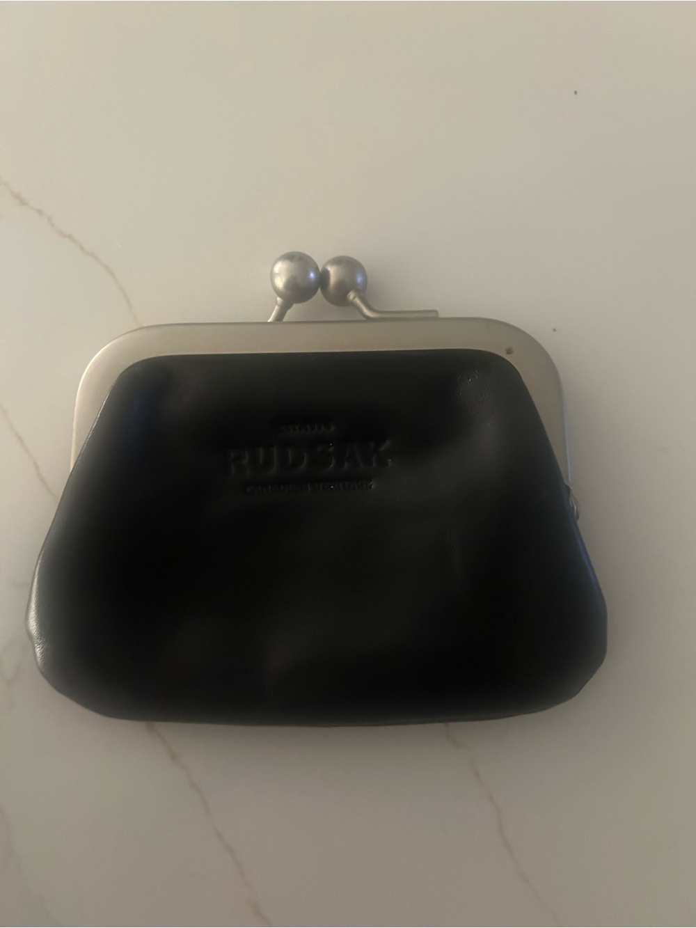 Rudsak Black Leather Kiss-Lock Coin Purse